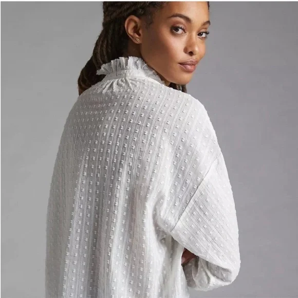 Pilcro the Tavi ivory Mandarin Collar Button Down Blouse - Picture 3 of 5